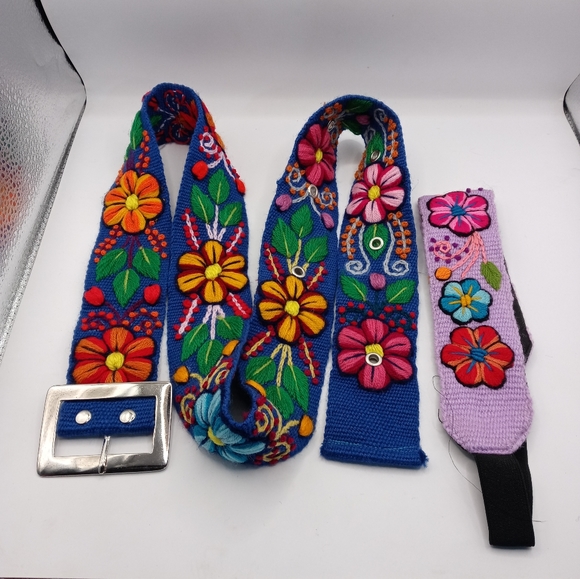Headband Set with Hand Embroidered Belt Andean Cordillera